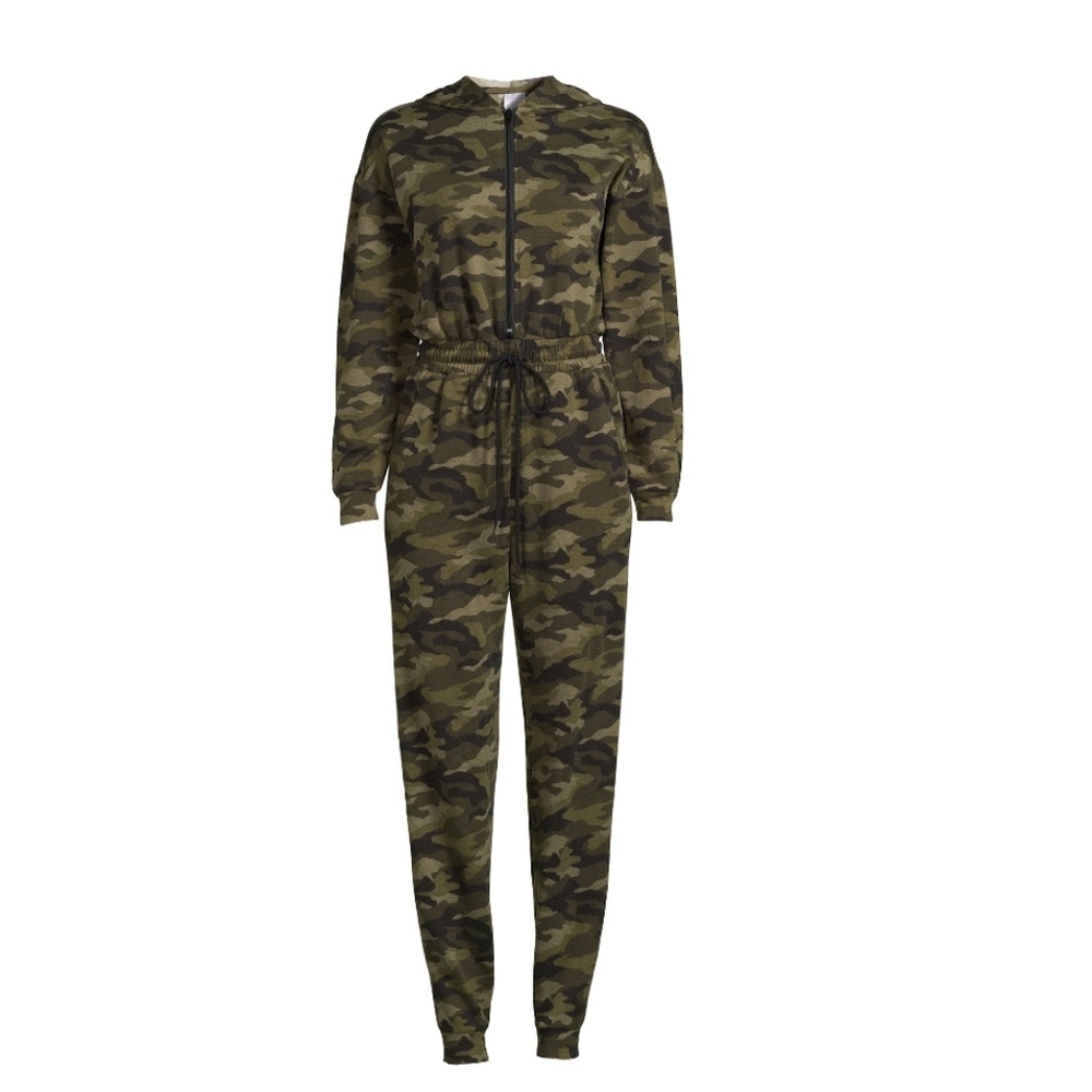 Women's Camo Hooded Jumpsuit - S